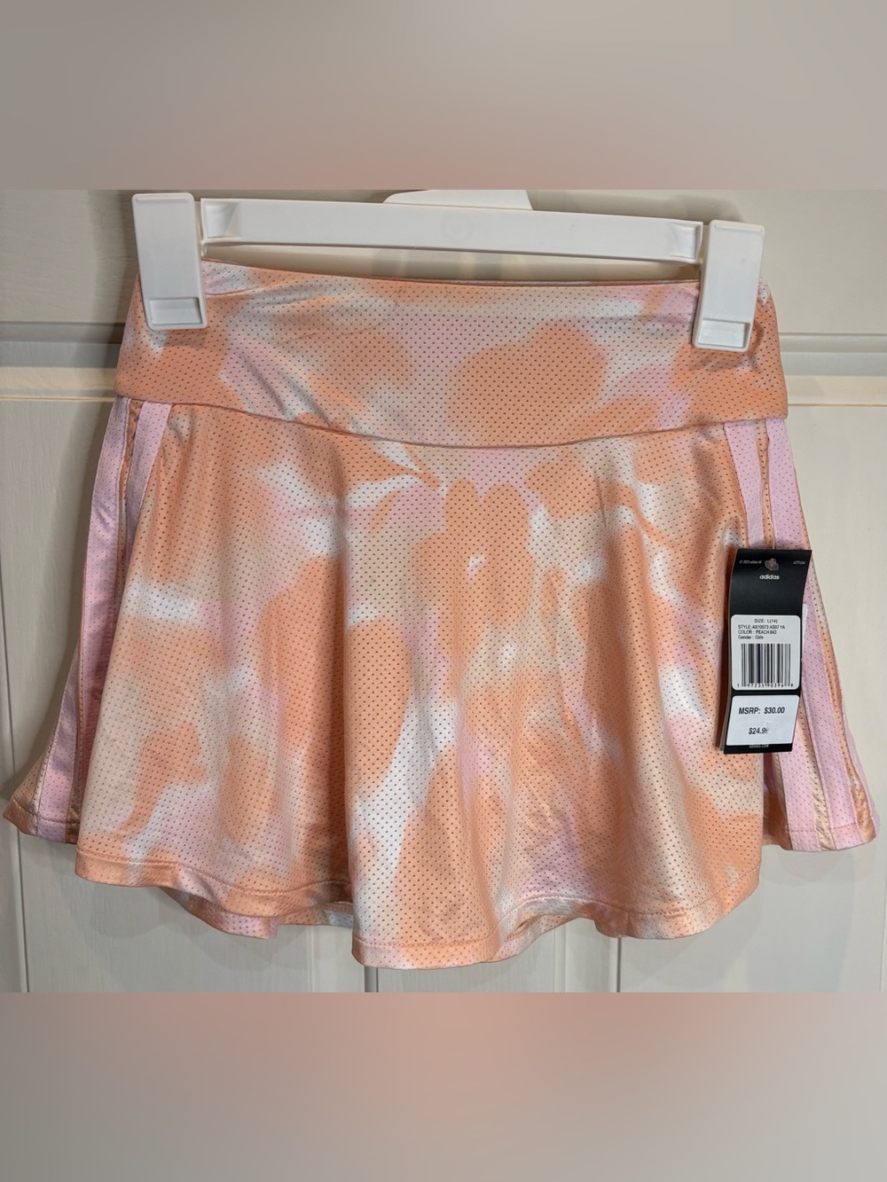Adidas Girls Peach Tie-Dye Skort Size L(14)